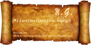 Miloszavlyevits Gergő névjegykártya