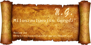 Miloszavlyevits Gergő névjegykártya